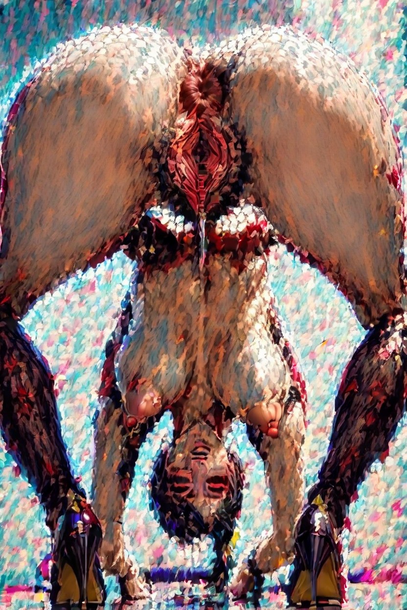 Sweaty, Hyper Gaping Pussy, Huge Clitoris AI Porn