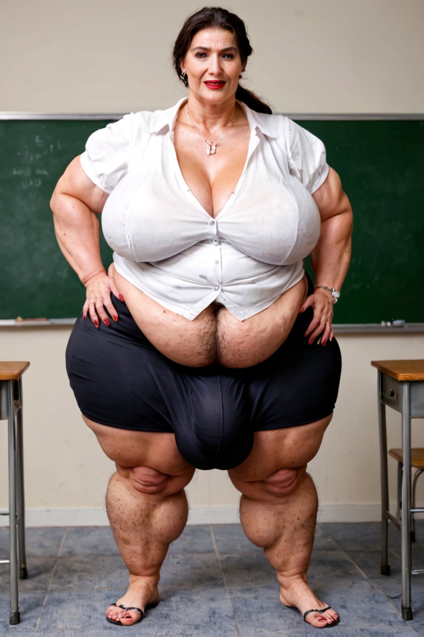 Long Length, Huge Obese Belly, Black Hair Shemale AI Porn