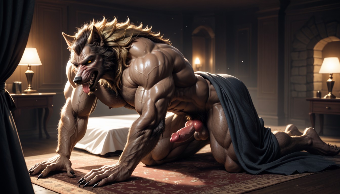Big Hairy Nutsack, Small, Werewolf Anthropomorphic AI Gay Porn