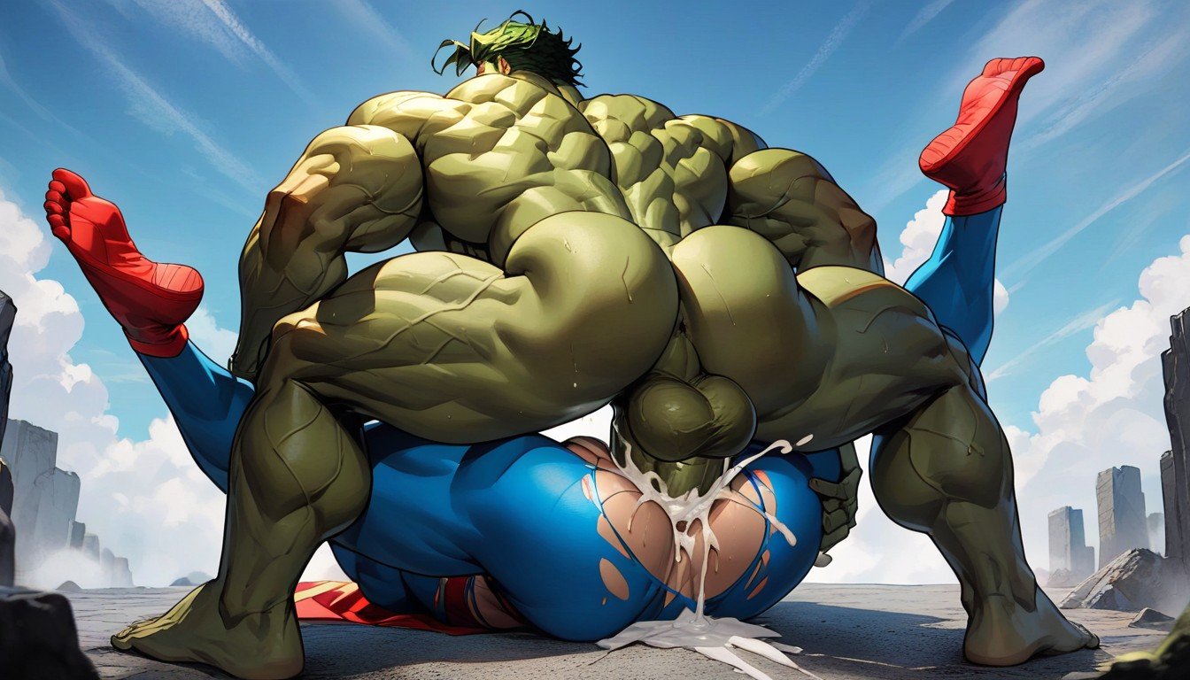 Hulk Cock Bigger Than Leg, 2 People, Muscular Furry AI Porn