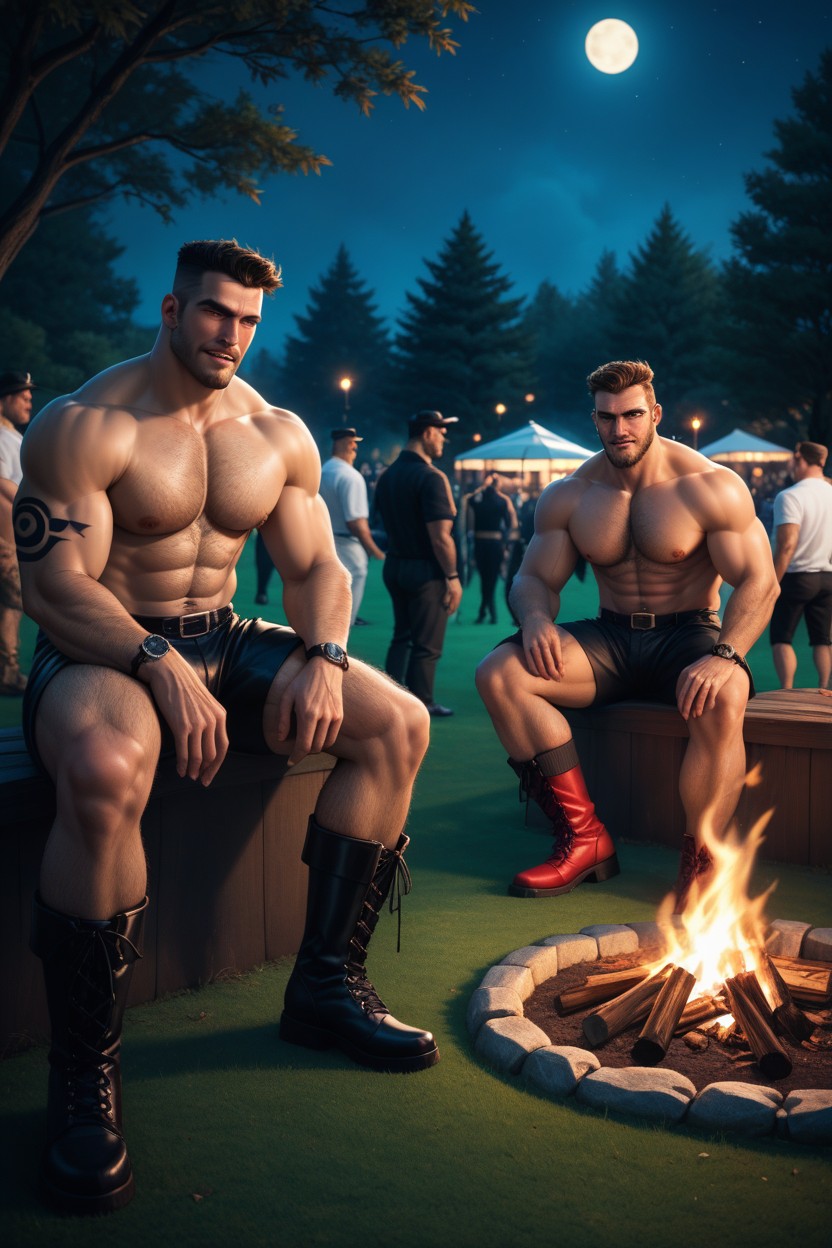 Hard Dick, Night, Hairy Legs AI Gay Porn