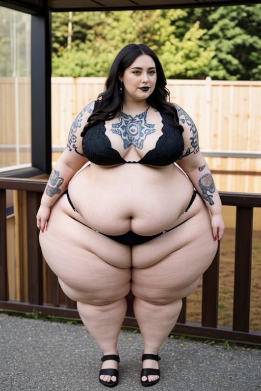 Tattoos On Legs, Massive Fat Belly, Fat Arms AI Porn