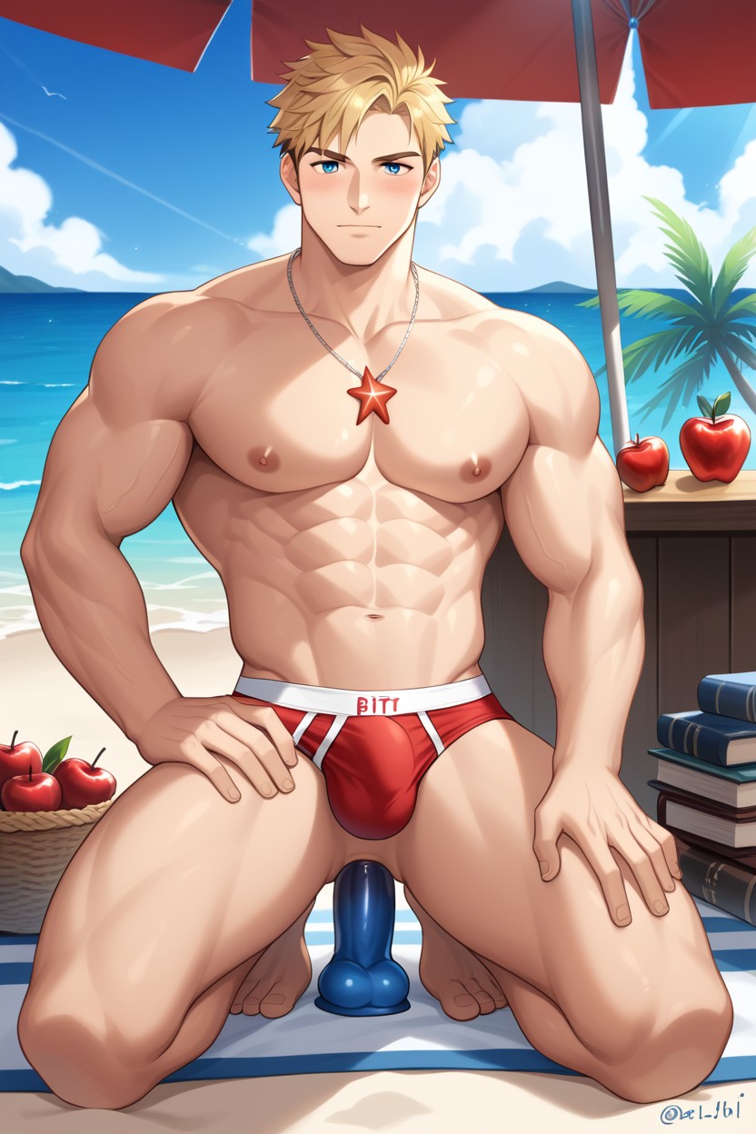 Bara, Sand, Closed Mouth AI Gay Porn