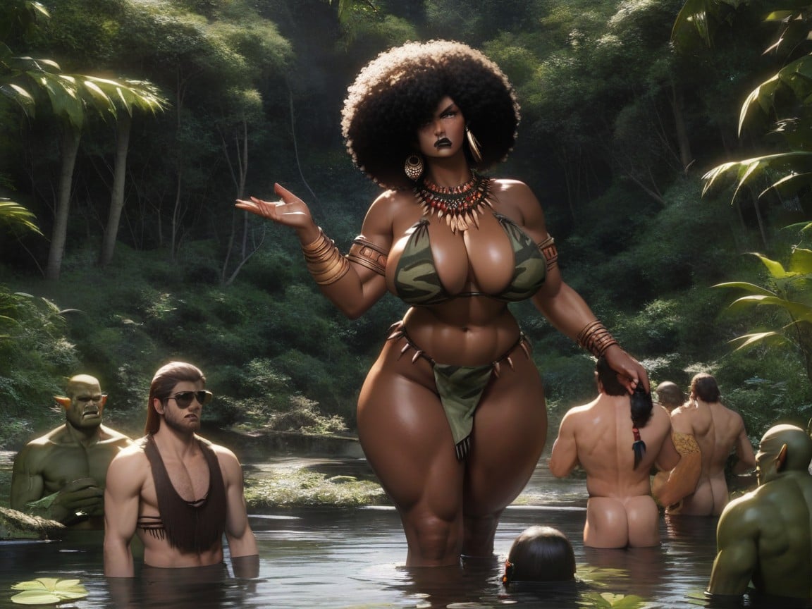 Rounded Ass, Abdomen, Dark Brown Skin Hentai AI Porn