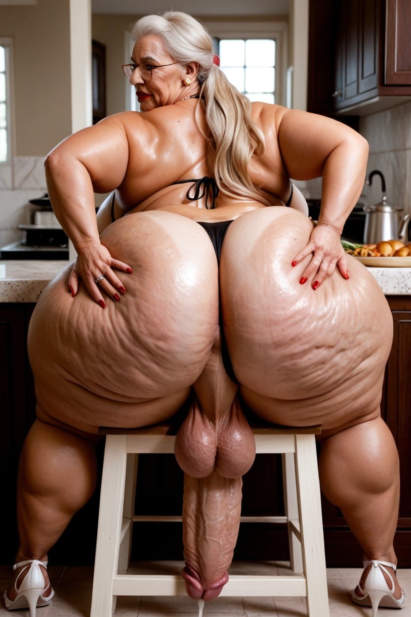 Spreading Ass Cheeks, Big Belly, Sideboob Shemale AI Porn