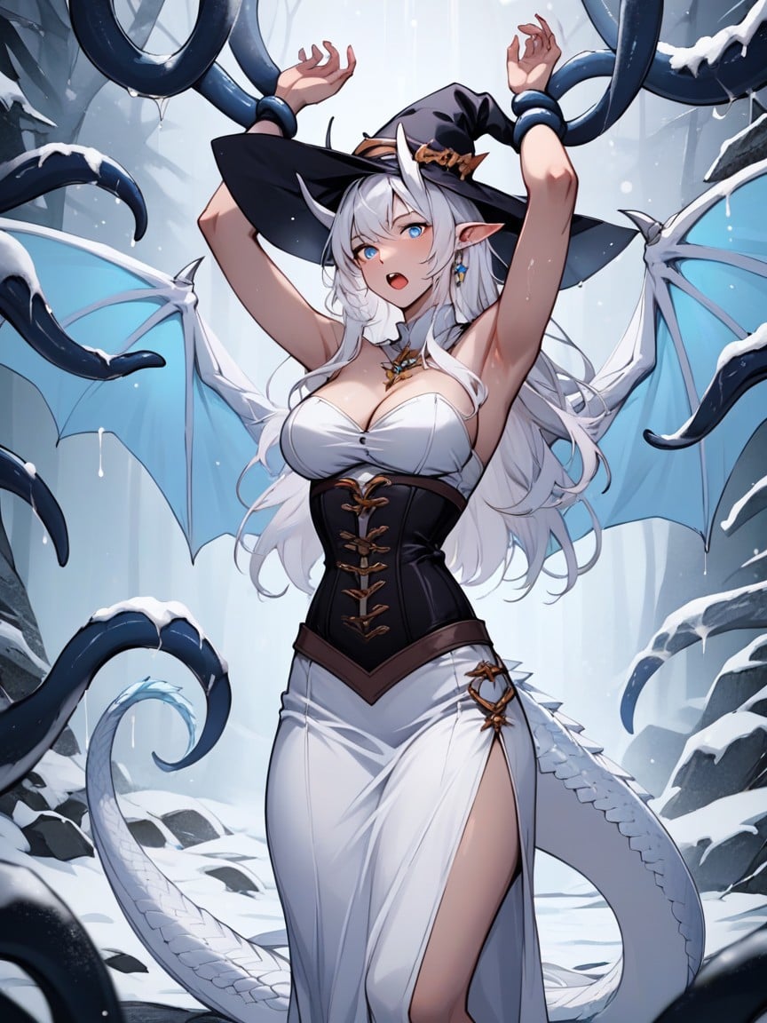 Blue Eyes, Corset, White Dragon Tail AI Porn