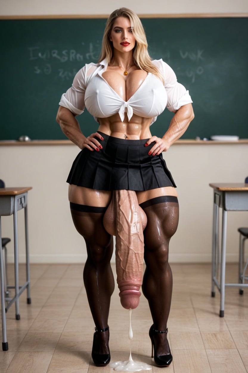 Vagina, Massive Muscle Trapez, Classroom Shemale AI Porn
