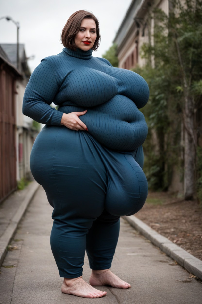 Brunette, Gigantic Saggy Breast, Obese Shemale AI Porn