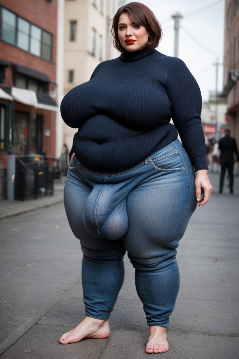 Gigantic, Jeans, Fully Clothed Shemale AI Porn