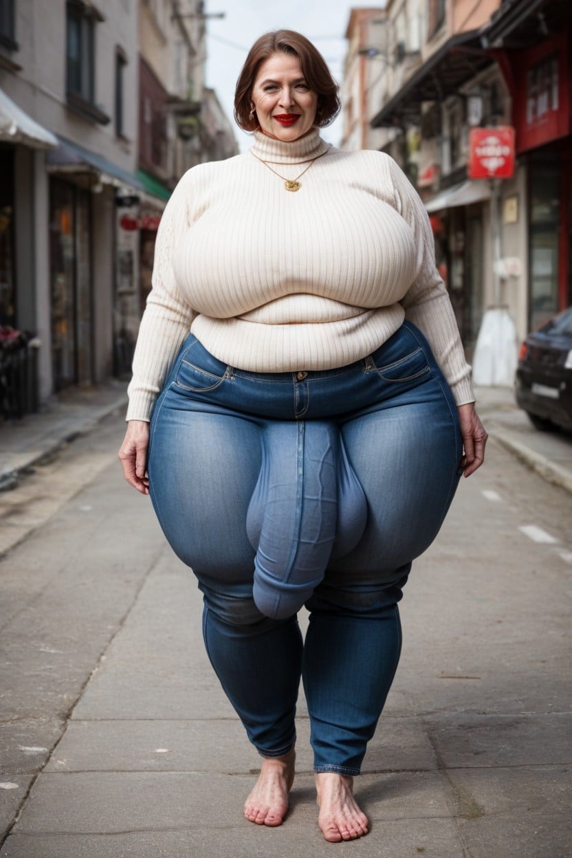 Bbw, Extremely Large Ass, Jeans Shemale AI Porn