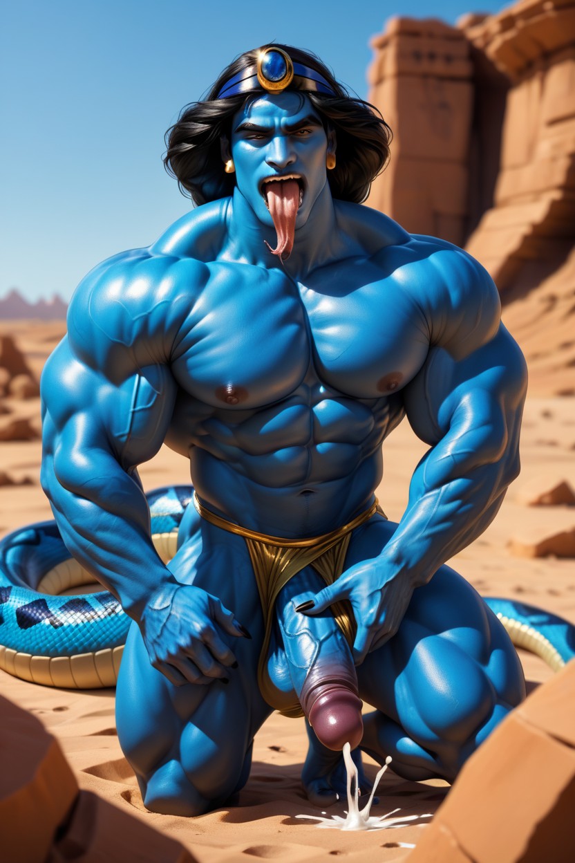 Male Naga, Full Body, Desert AI Gay Porn