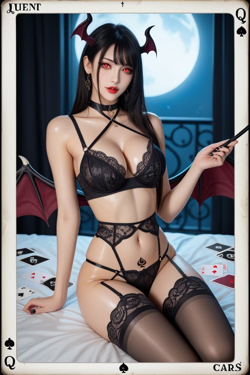 Aces Of Clubs, Waist Shot, Red Eyes Asian AI Porn