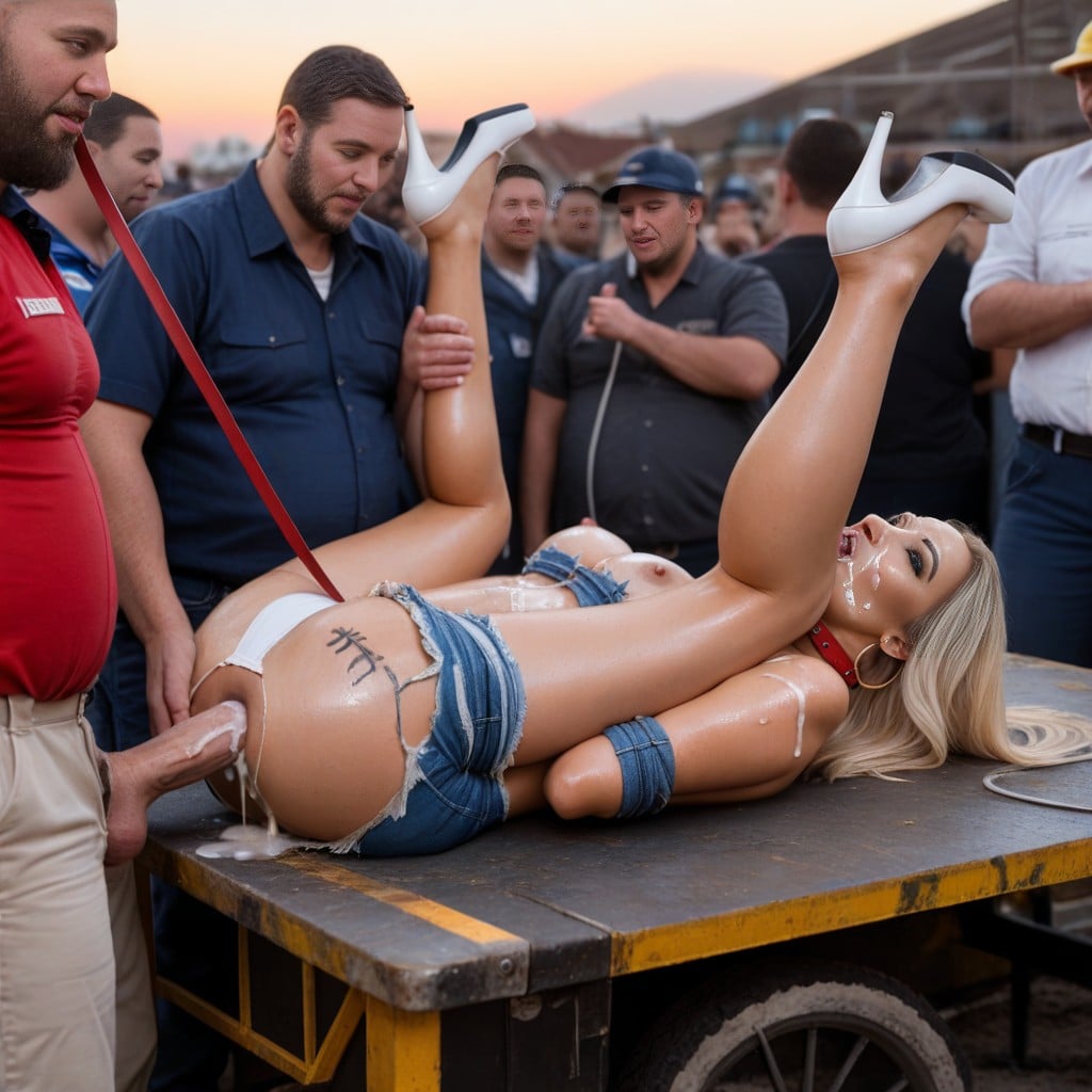 Cum All Over Her, Seductive Expression, Guy Leaning Forward AI Porn