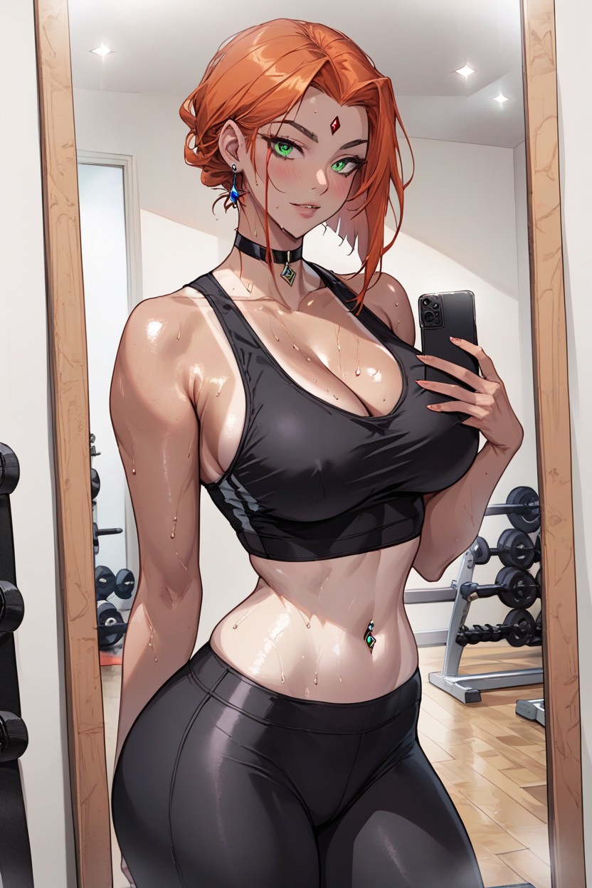 Shoulders, Infront Of Mirror, Large Detailed Eyes Hentai AI Porn