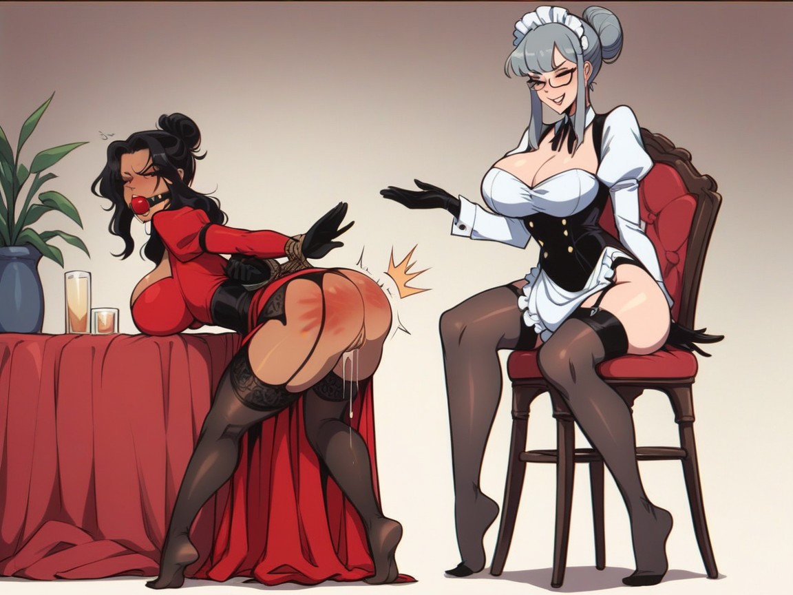 Massive Ass, French Maid, Spanking Hentai AI Porn