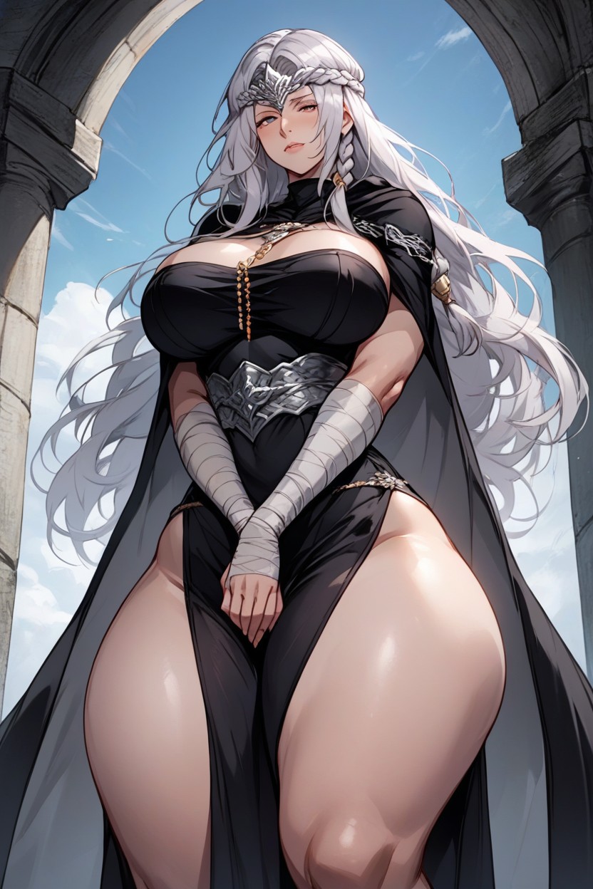 Wide Thighs, High Neckline, Large Breast Hentai AI Porn