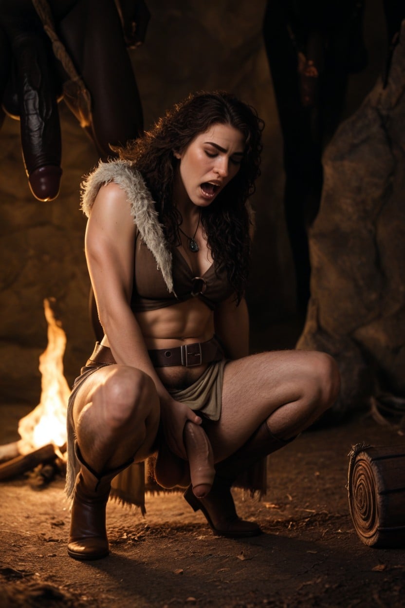 Flaccid Cock, Neanderthal, Side View Shemale AI Porn
