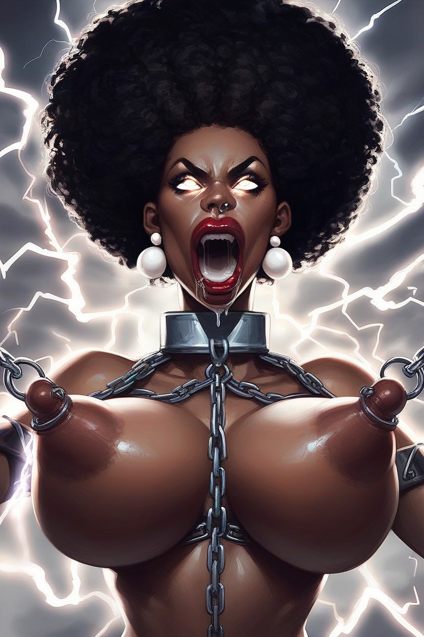Prison, Breasts Tied With Chains, Red Lipstick AI Porn