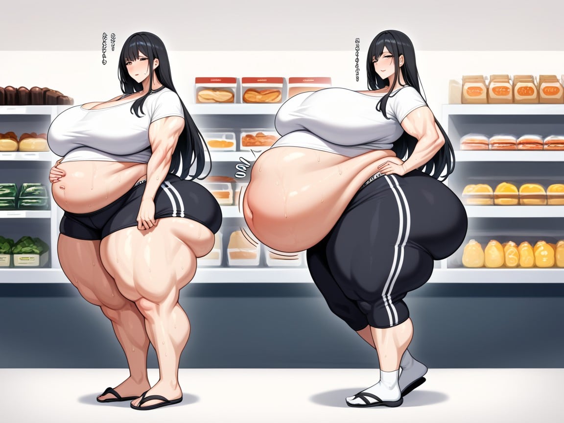Sweaty, Thick Thighs, Ass Bigger Than Torso AI Porn