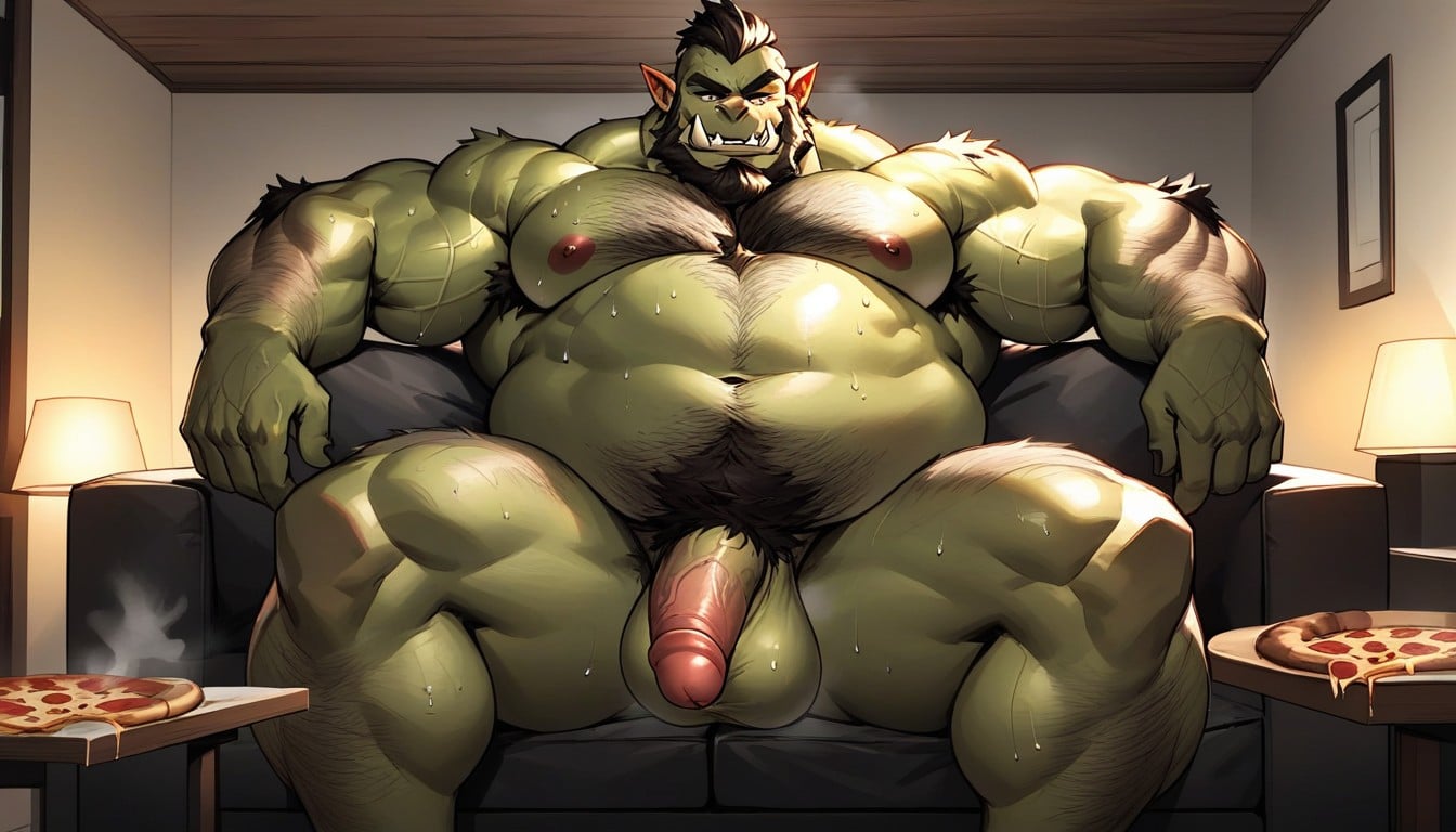 Face Smile, Bearded, Table In Front Of Orc Furry AI Porn