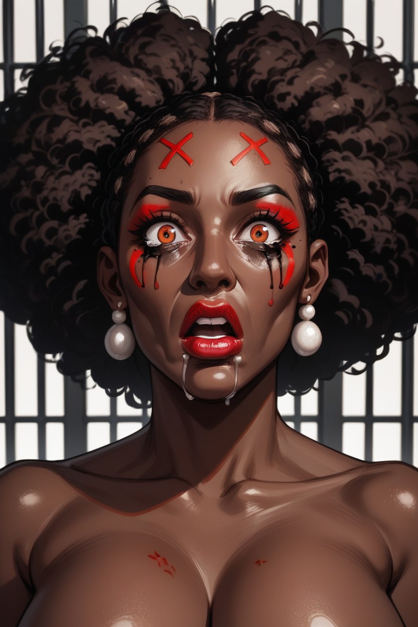 Shocked, Red Lipstick, Only Face Is Showing AI Porn