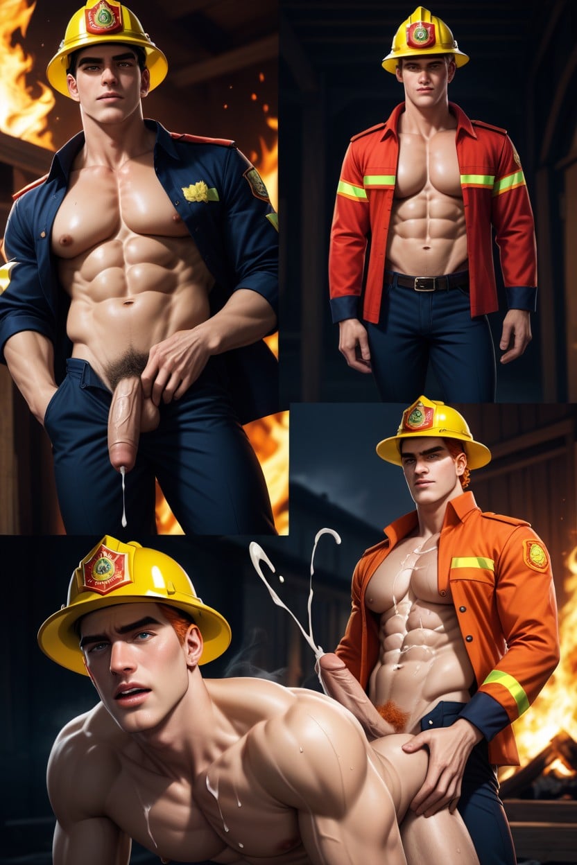 Multiple Views, Medium, Sweating AI Gay Porn