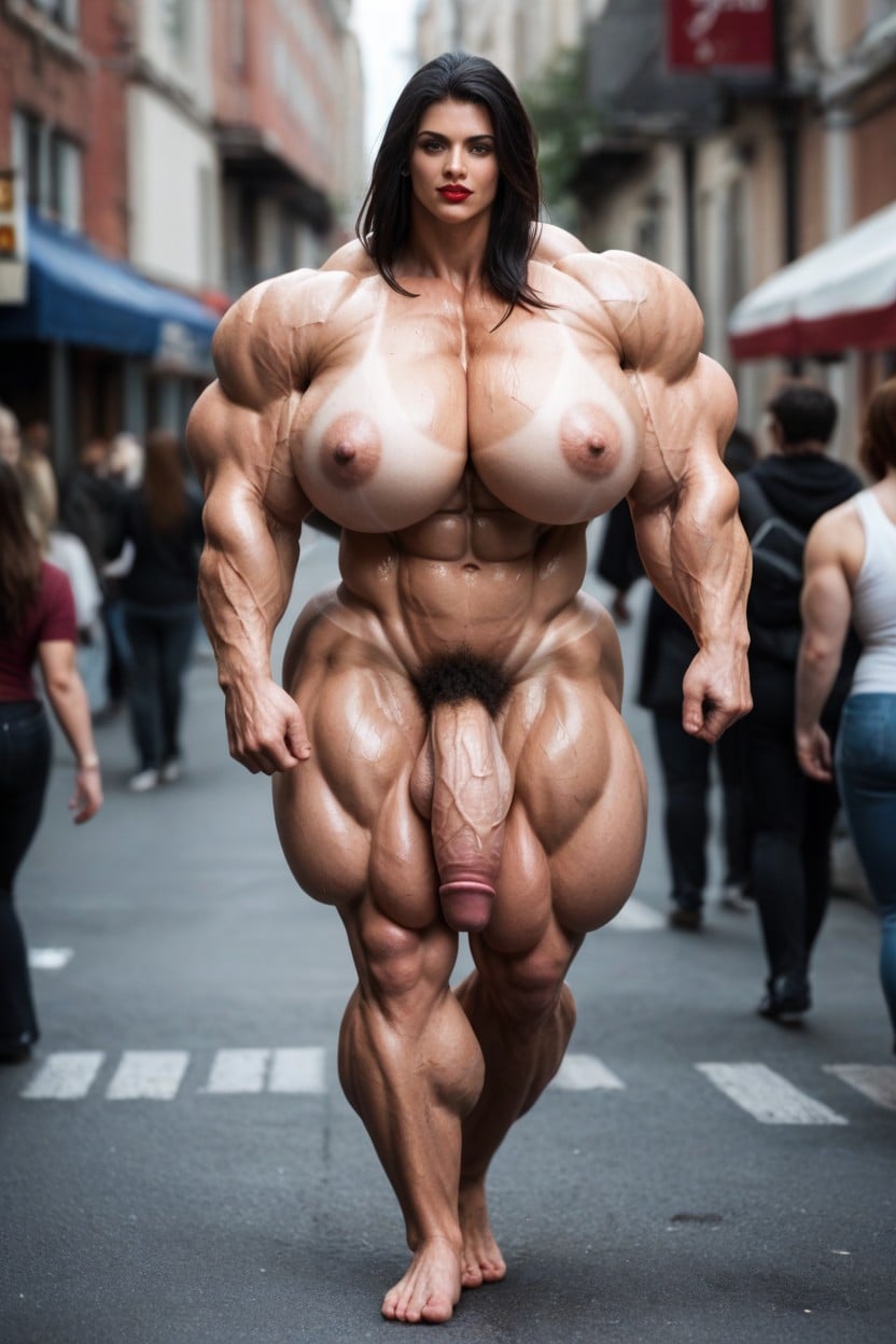 Hyper Gigant Muscles, Gigantic Huge Muscles, Huge Wide Shoulders Shemale AI Porn