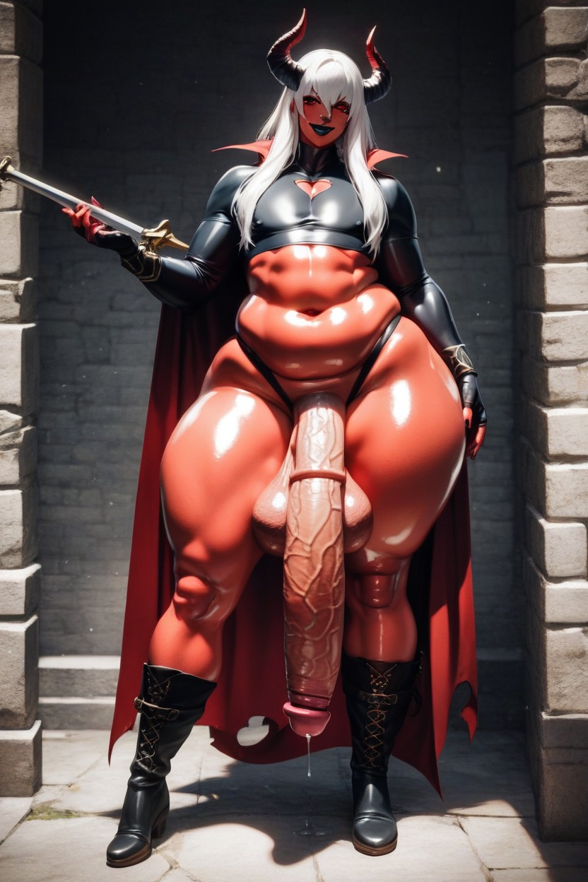 Absurdly Comically Long Penis, Shiny Skin, Thick Thighs AI Gay Porn