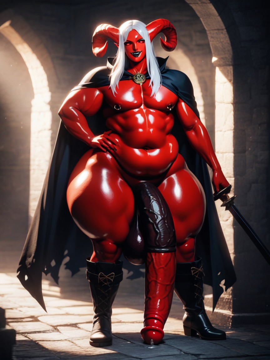 Smirk, Gigantic Long Cock, Demon Horns AI Gay Porn