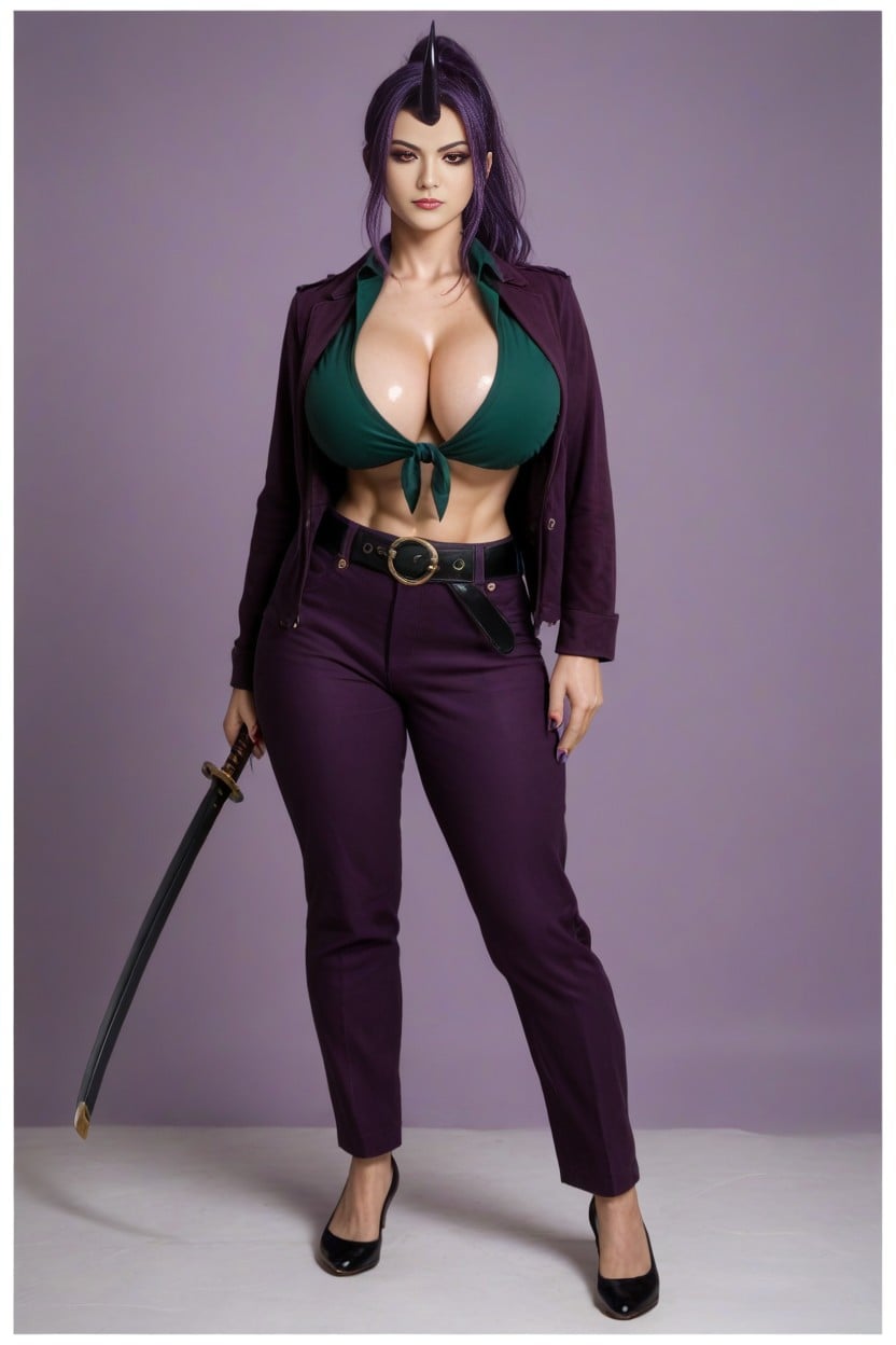 Crossdressing, Weapon, Purple Nails AI Porn