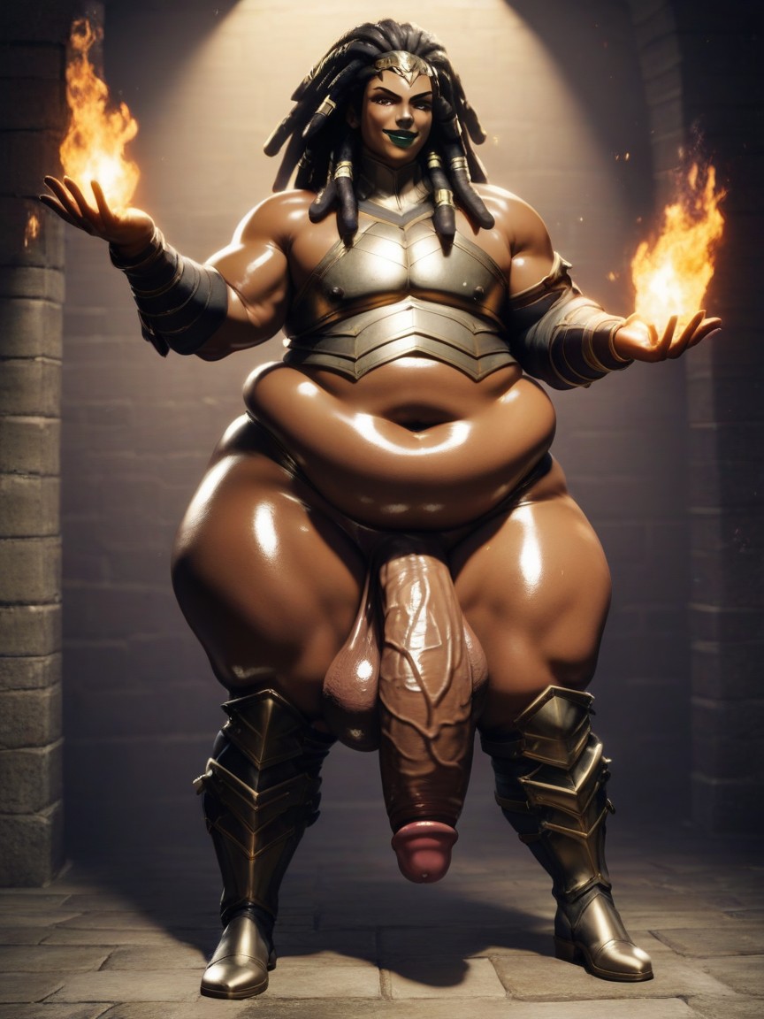 Fat, Dark Brown Skin, Huge Sagging Balls AI Gay Porn