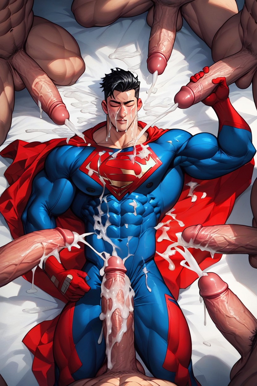 Cum All Over His Face, Muscular, Gallons Of Cum All Over Body AI Gay Porn