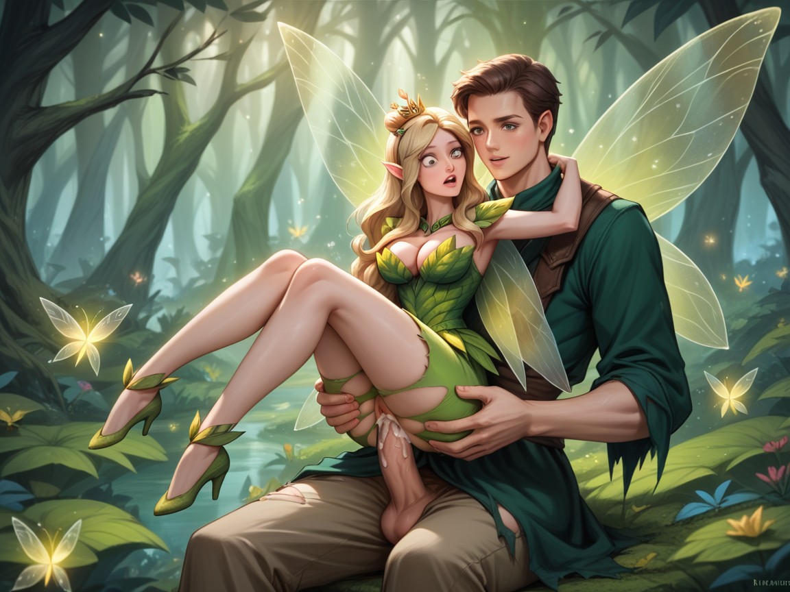 Human Male, Male Brown Hair, Female Fairy Hentai AI Porn