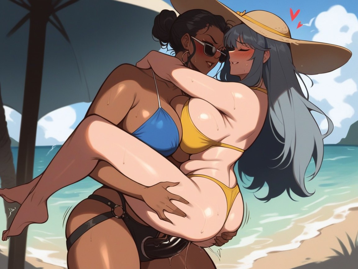 Heavy Blushing, Massive Ass, Black Strapon Hentai AI Porn
