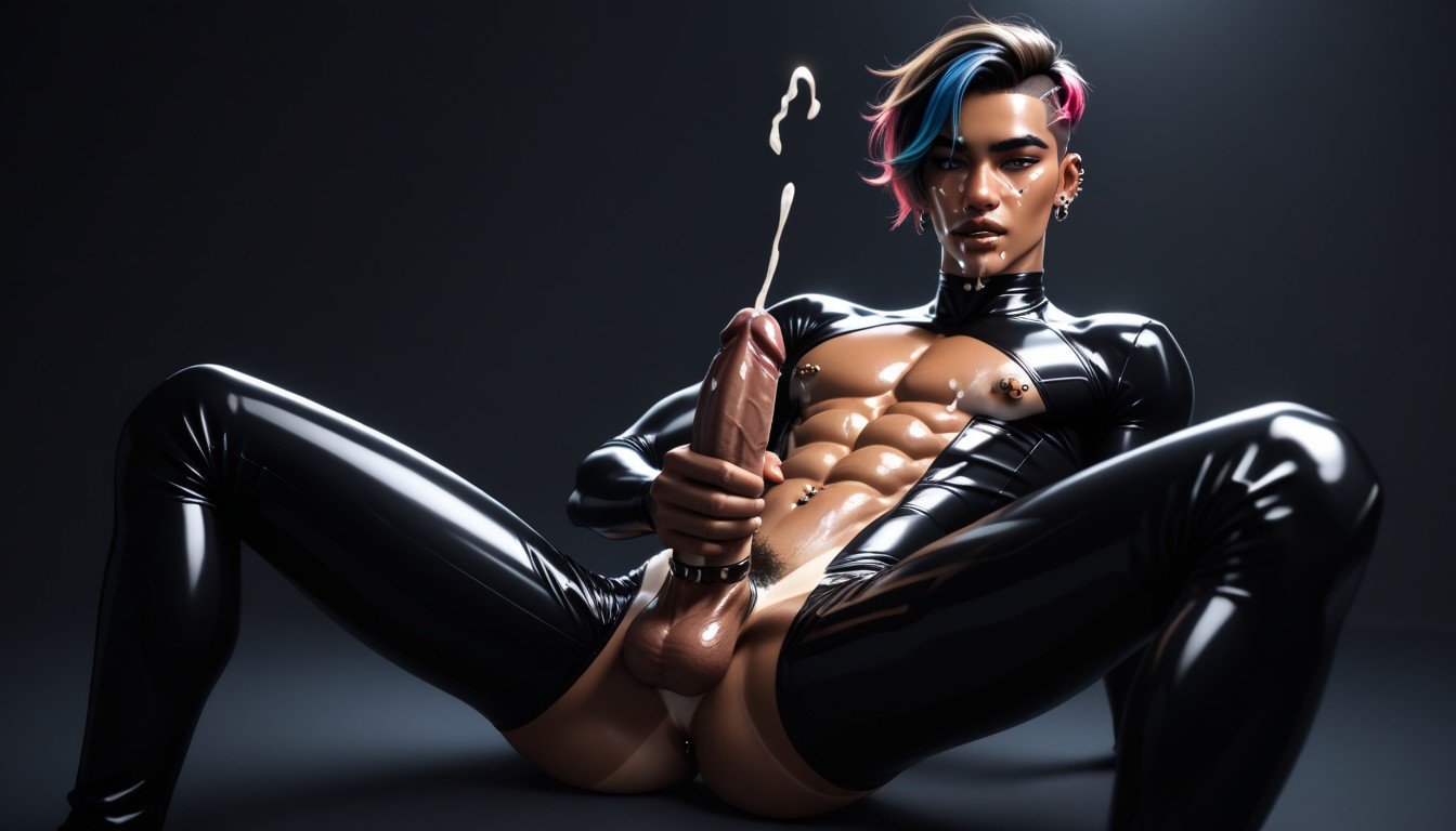 Pierced Cock, Earrings, Oiled Skin AI Gay Porn