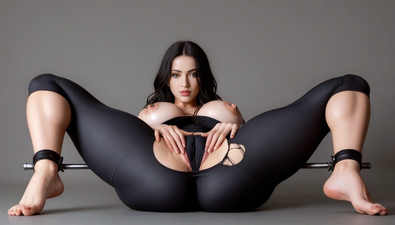 Extremely Pale Skin, Pale Skin, Shiny Latex Yoga Pants AI Porn