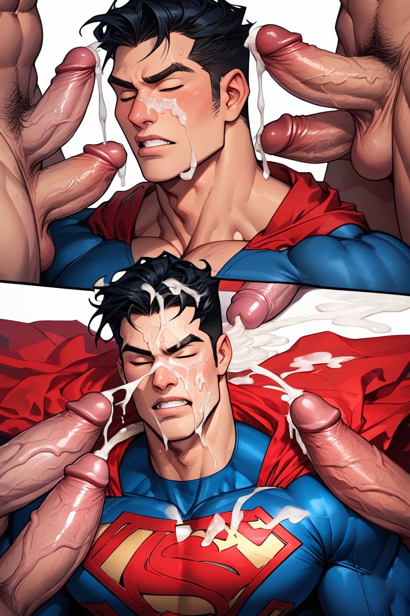 A Close Up Shot Of Superman, Eyes Closed, Fully Clothed Superman AI Gay Porn