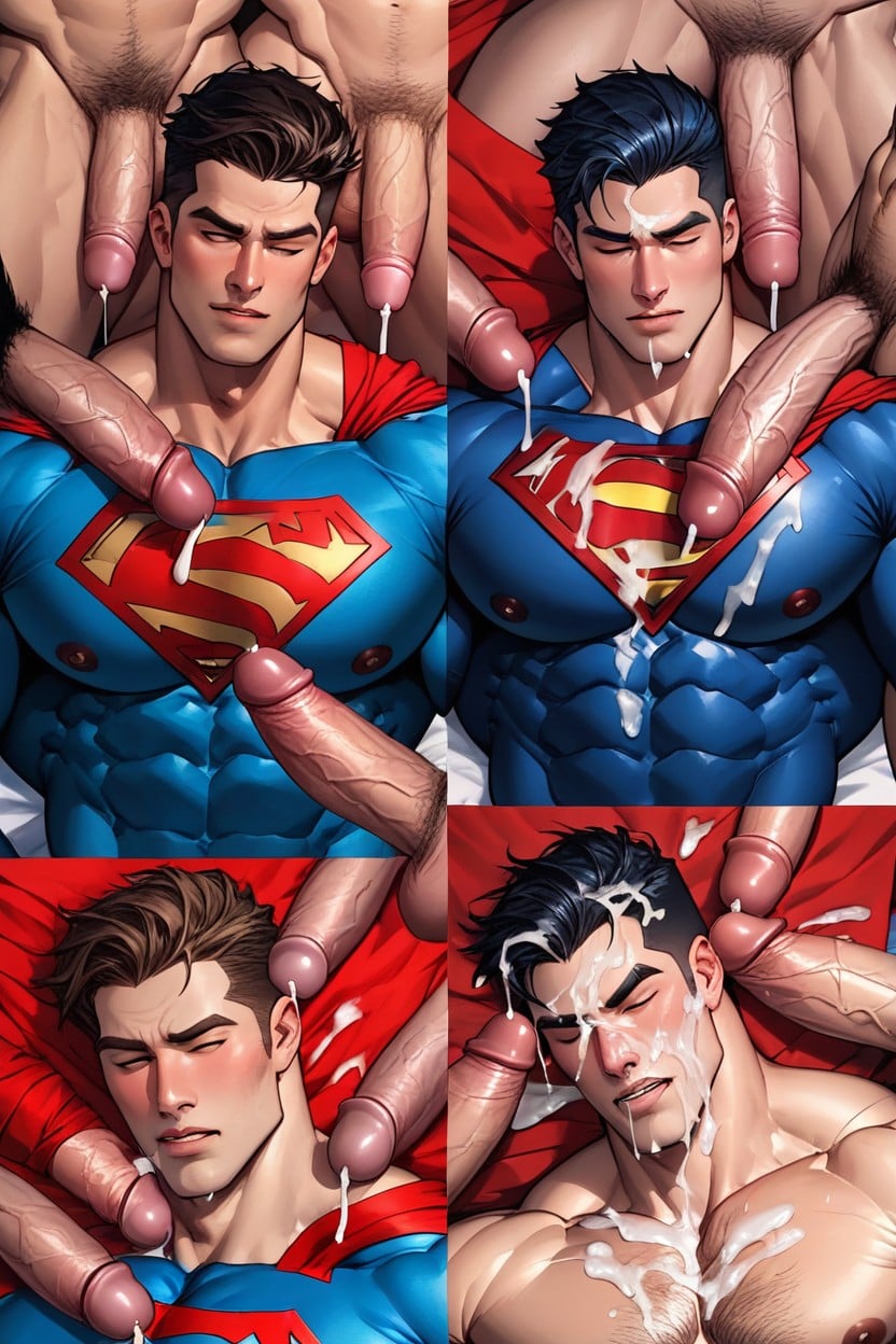 Bukakke, Cum All Over His Face, Muscular AI Gay Porn