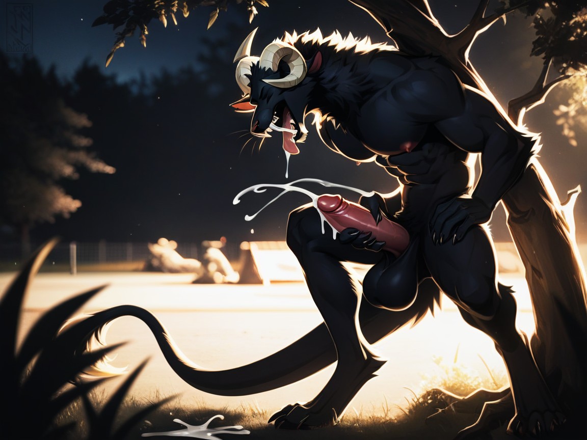 Looking Pleased, Alone, Krampus Furry AI Porn