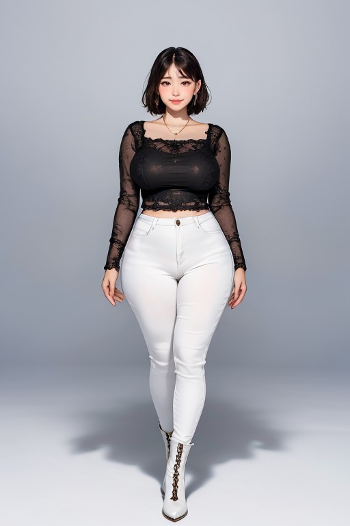 Thick And Curvy Body, Round Jaw, Ultra Detailed AI Porn
