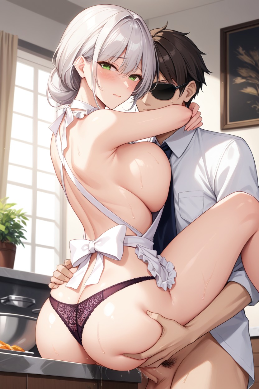 Wearing Pink Lace Panties, Large Ass, Hair Hentai AI Porn