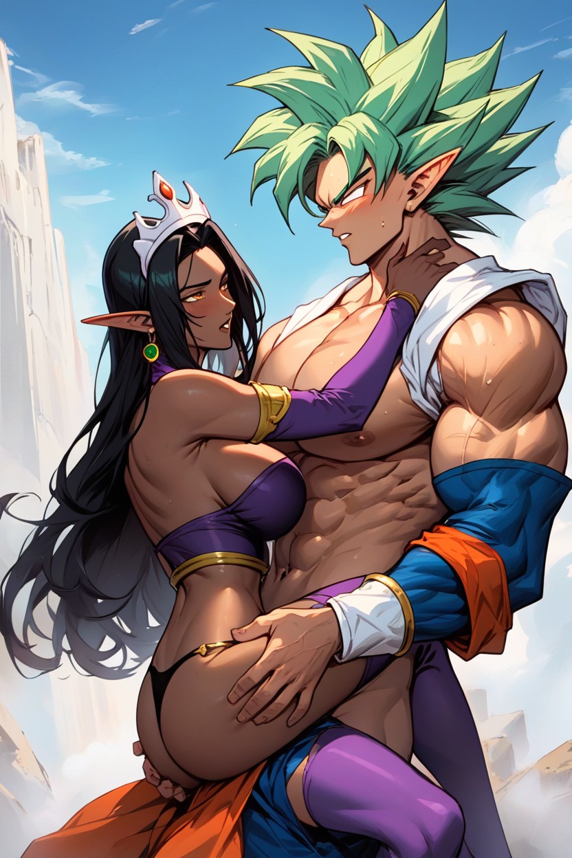 Purple Thigh Highs, Medium Hair, Long Hair Hentai AI Porn