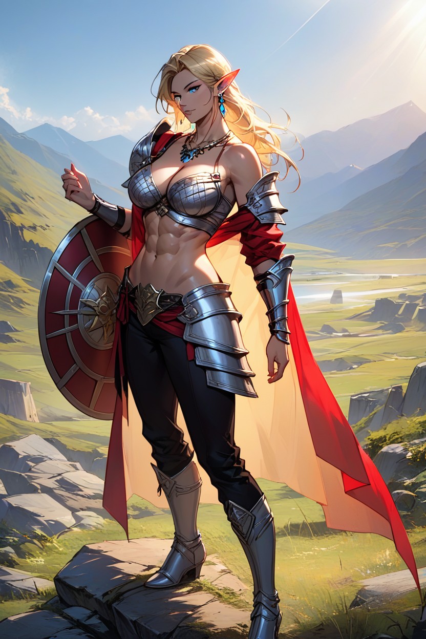 Half Naked Legs, Warrior Woman, Blue Eyes AI Porn