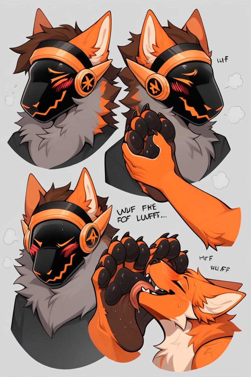 Protogen Being Smother By Feet, Smothering Nose With Toes, Close Up Asian AI Porn