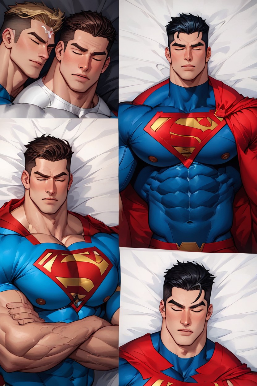 Long Wide Red Cape, Cum On Closed Lips, A Close Up Shot Of And Superman AI Gay Porn