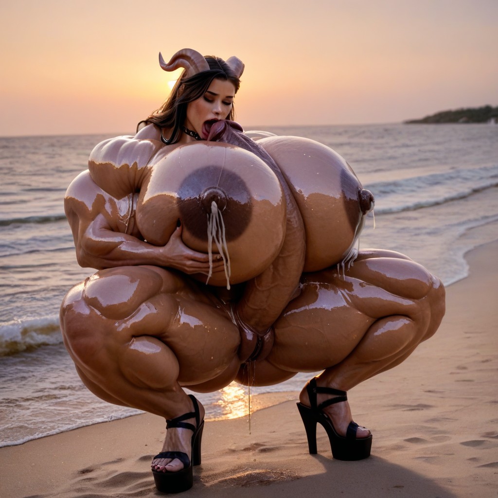 Ultra Hyper Muscular, Autopaizuri, Autofellatio Travesti IA Pornô
