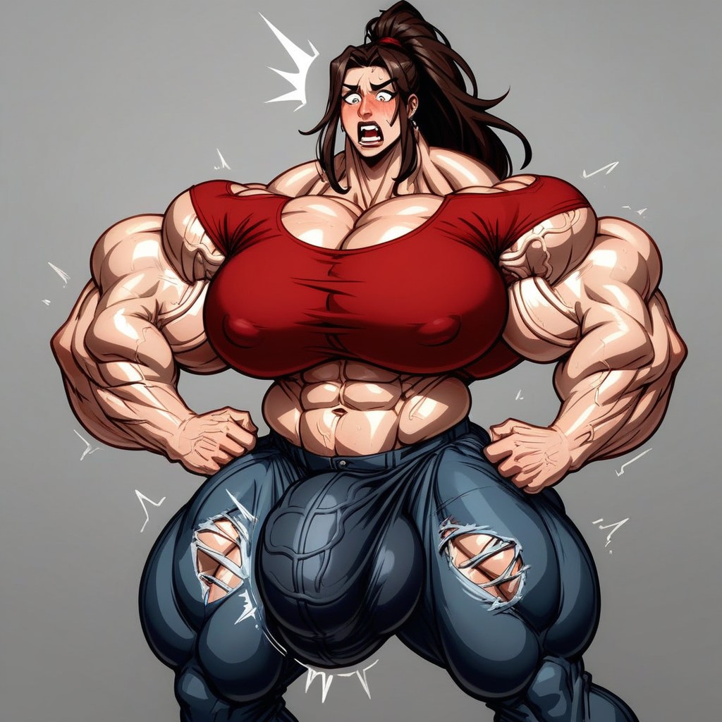 Juicy Veins, Massive Sagging Ballsack In Pants, Futanari With Huge Dick Bulge In Pants AI Porn