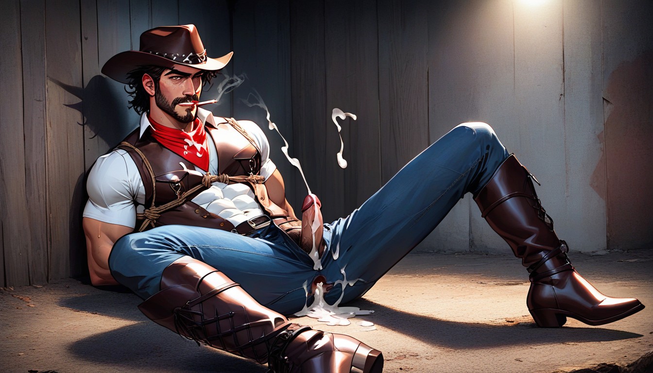 Round Chin, Jock, Leather Rodeo Chaps AI Gay Porn