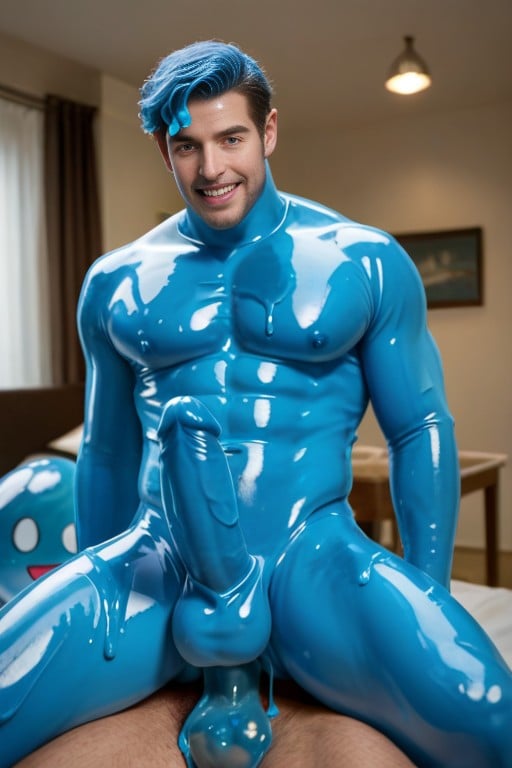Smile Transformation, Slime Monster Is Humanoid And Muscular, Focus On Giant Penis Fucking The Mans Butt AI Gay Porn