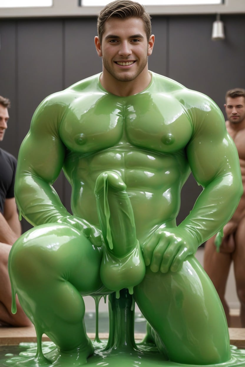 Human To Slime Metamorphosis, Man And Muscular, Human Is Transforming Into Slime AI Gay Porn